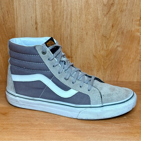 Vans Sk8-HI Old Skool Men 7 Women 8.5 Gray Tan Suede Canvas Skate Shoes Unisex - Picture 1 of 9